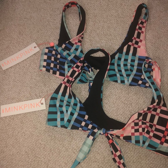 BNWT MINKPINK Penelope Tie Front Bikini Top - Picture 2 of 8